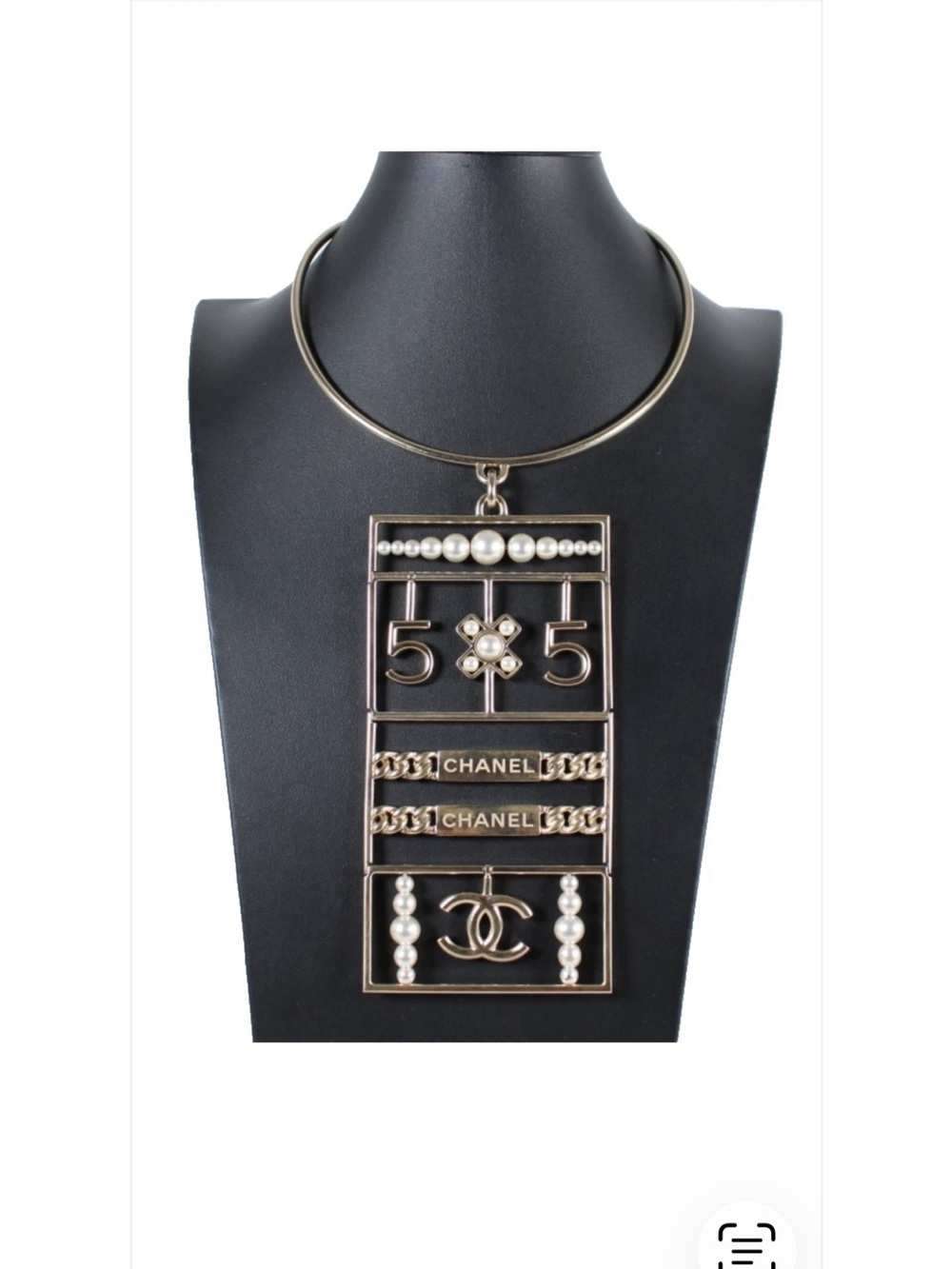 CHANEL Gold-Tone Statement Massive Pendant Necklace with Pearl Accents